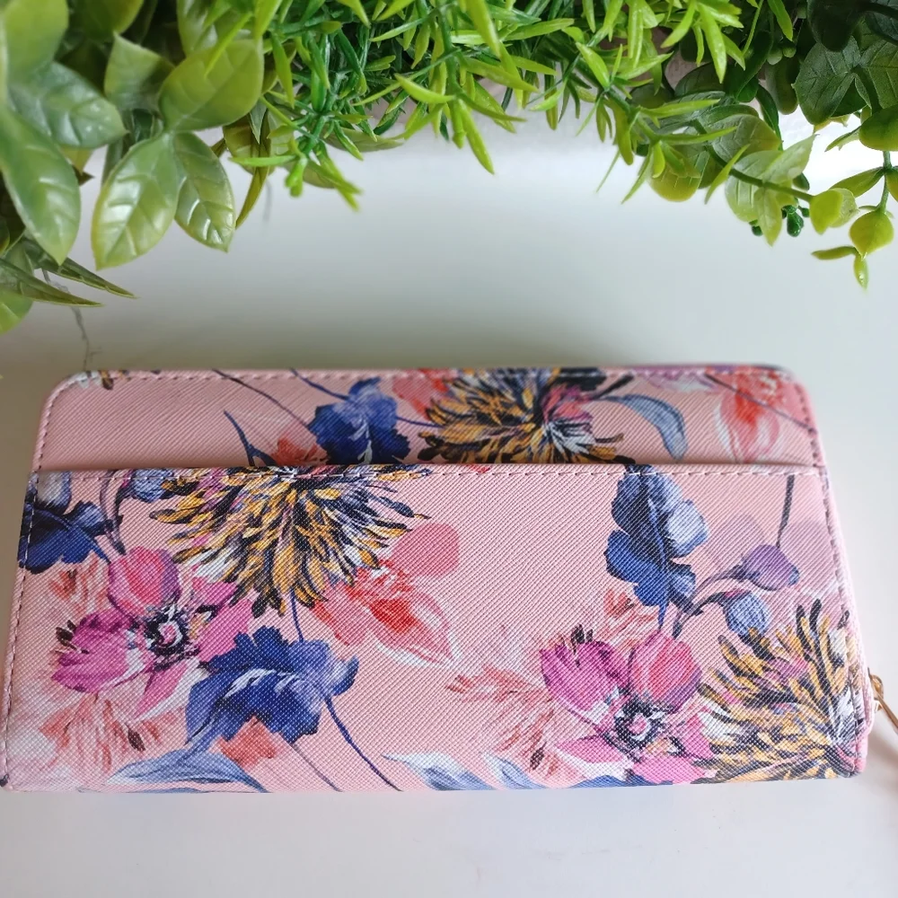 Trina Turk Pink Floral Multi-Compartment Wallet